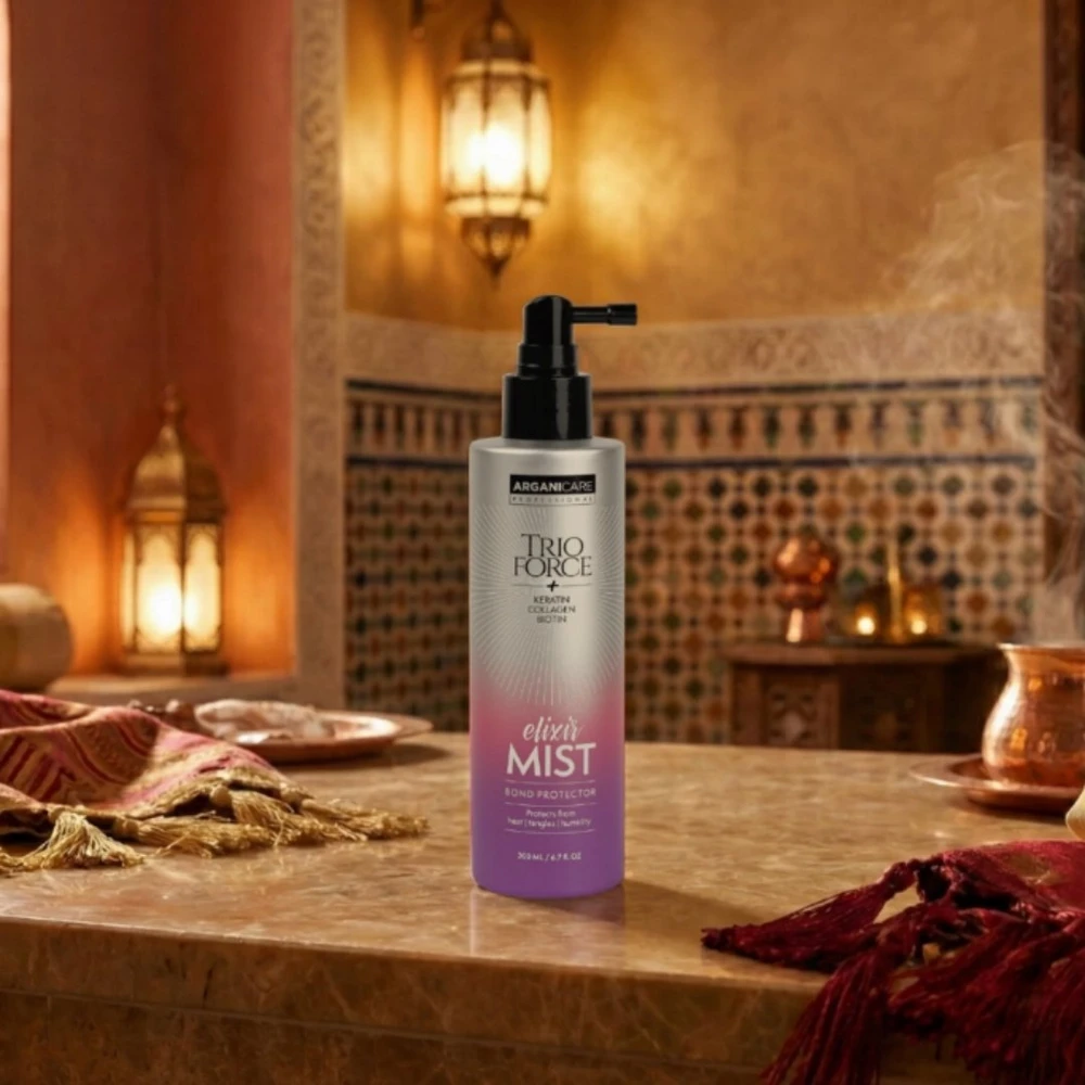 Arganicare Trio Force Elixit Mist Plaukų lakas Treatment Thermal protection, 200 ml