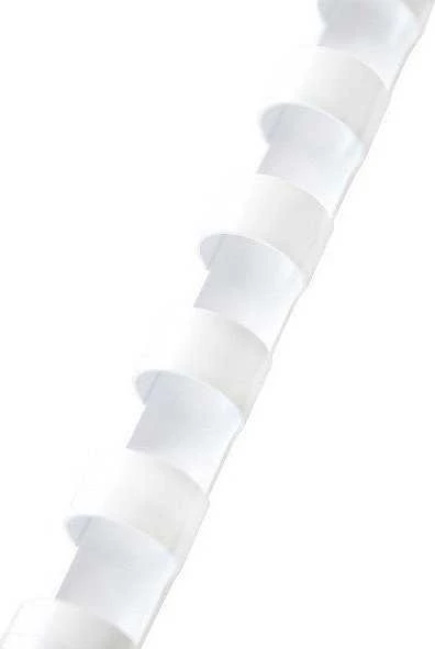 Balta plastikinė įrišimo spiralė, stambus planas