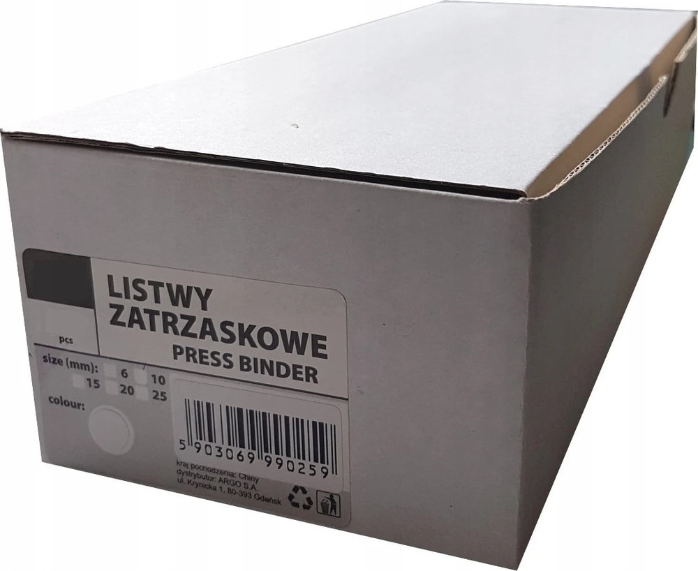 Argo Juostelės spaustukai 5MM GREENBINDER 421051 Baltos 50VNT