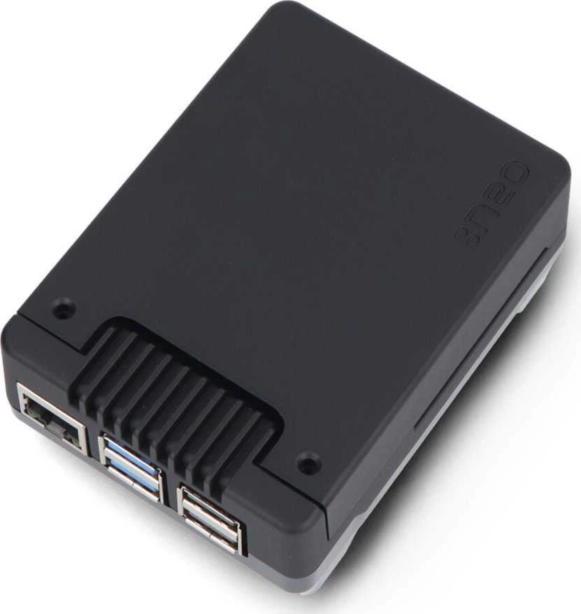Argon40 Argon NEO 5 M.2 NVMe PCIe dėklas, skirtas Raspberry Pi 5 - su ventiliatoriumi ir radiatoriumi - aliuminis - juodas