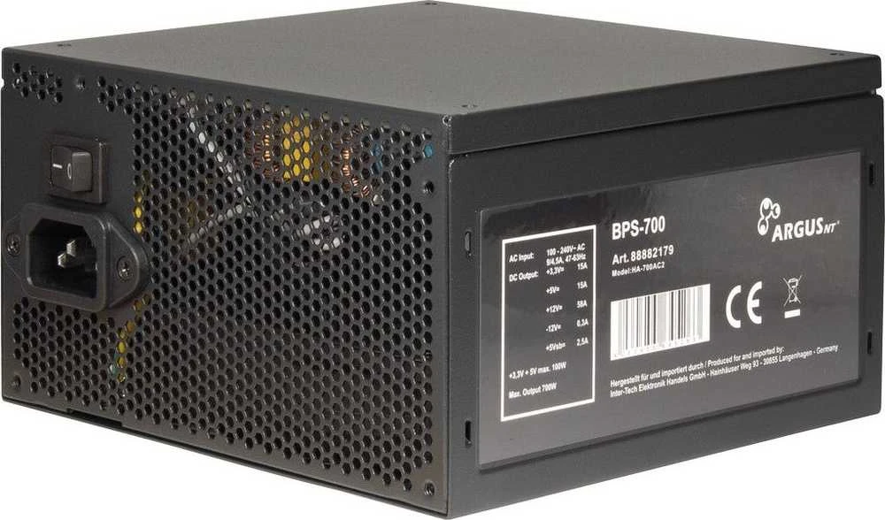 „Inter-Tech Argus BPS-700 700W“, kompiuterio maitinimo šaltinis - juodas, 4x PCIe, 700 vatų