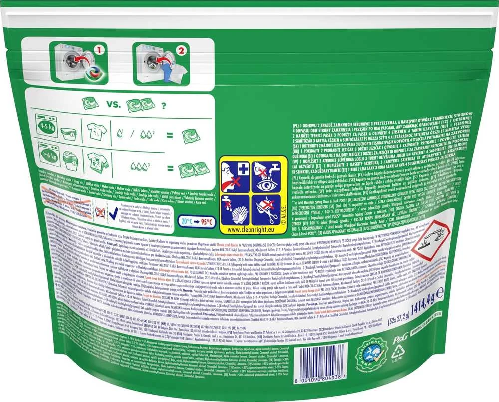 Ariel All-in-1 PODs +Extra Clean Power Skalbimo Kapsulės, 52 Skalb