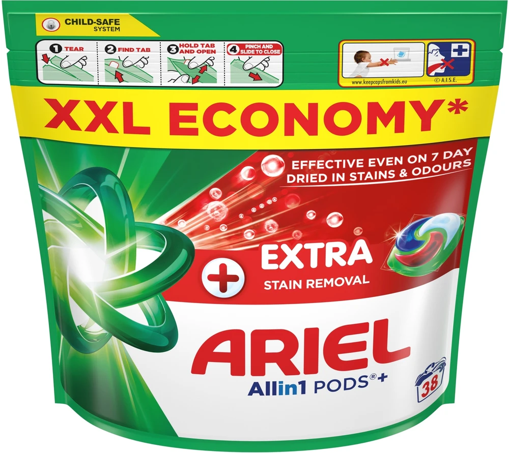 Ariel kapsulės Extra Clean 38 vnt.