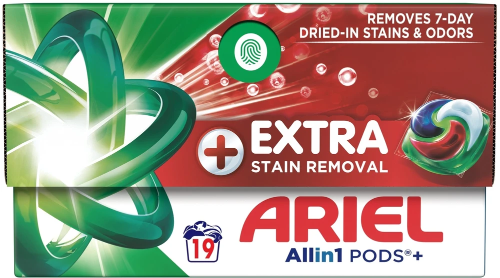 Skalbimo kapsulės Ariel, papildomas dėmių šalinimas, 19 vnt.