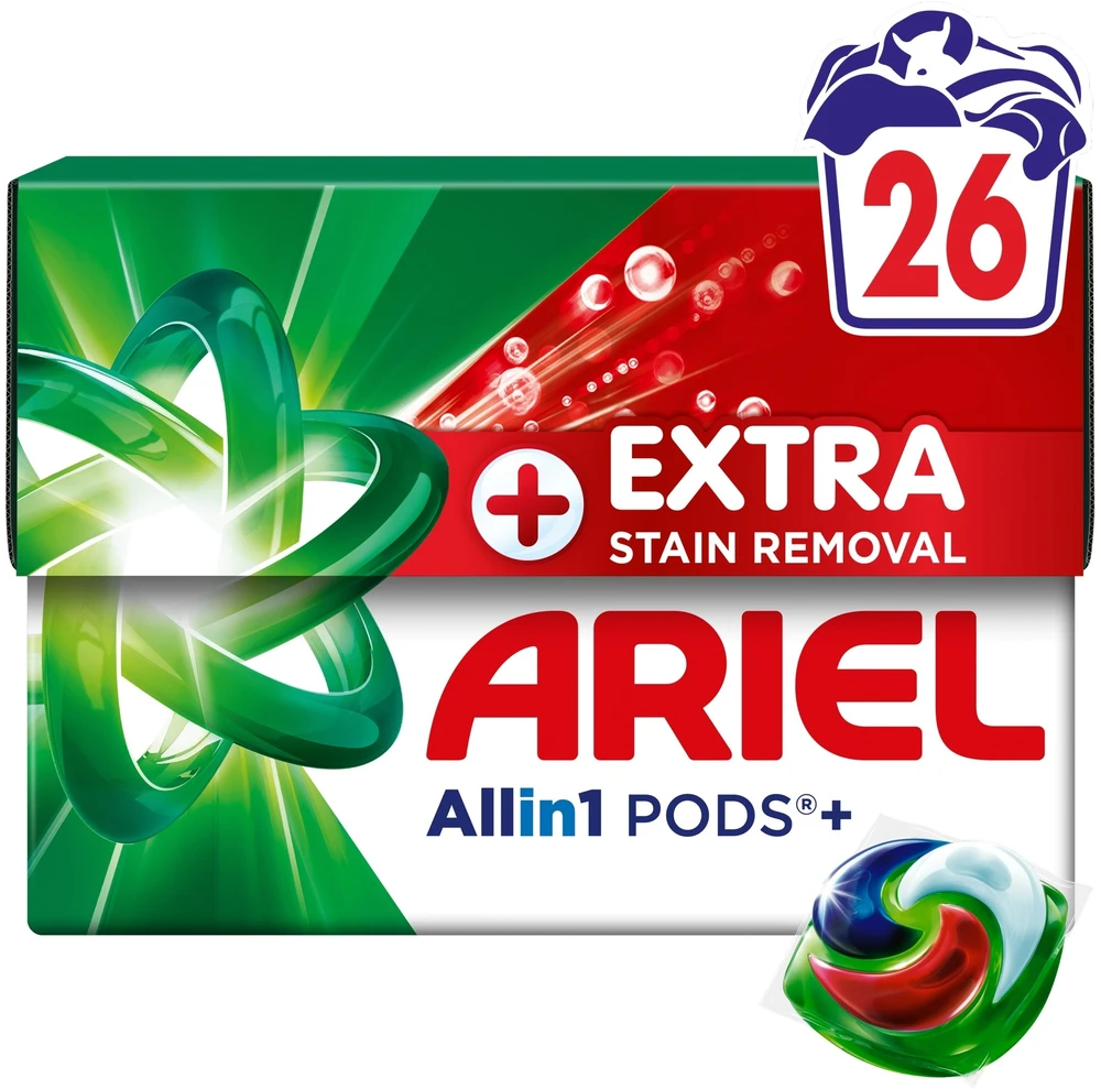 Skalbimo kapsulės Ariel papildomas dėmių šalinimas, 26 vnt.
