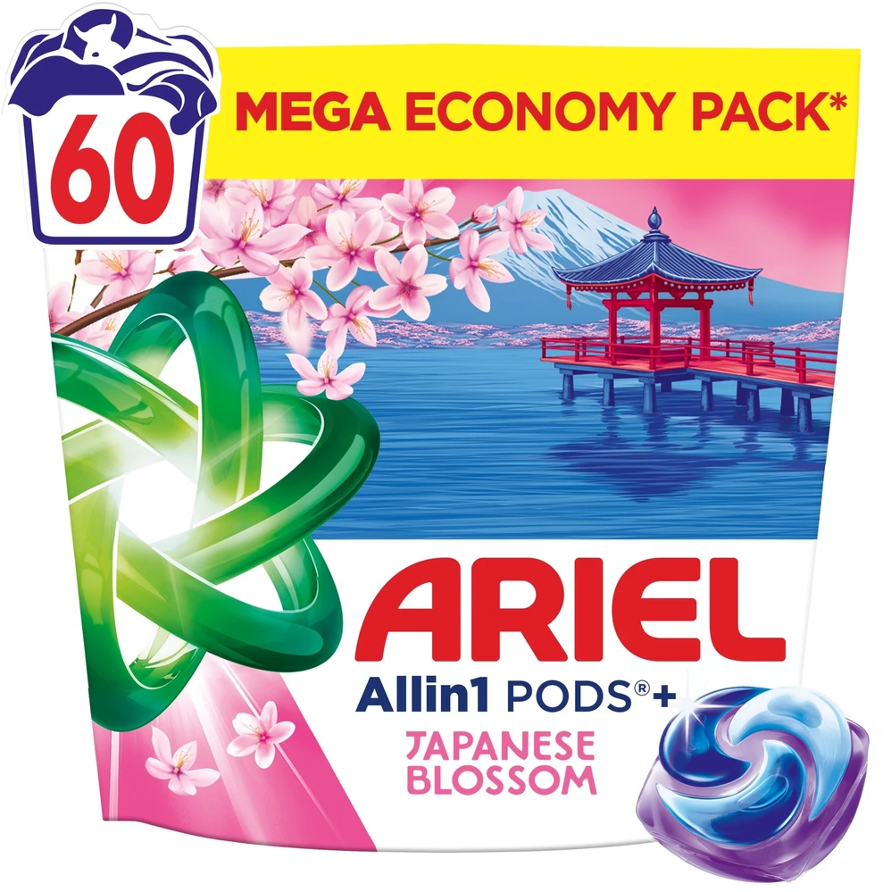 Ariel Lenor skalbimo kapsulės JAPANESE BLOSSOM, 60 vnt.