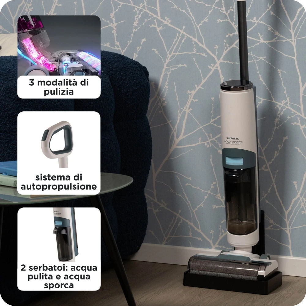 2483 Ariete Aqua Force Wash & Vacuum belaidis grindų ploviklis ir dulkių siurblys