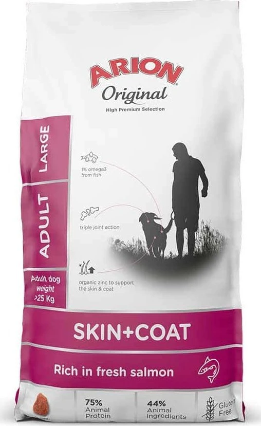 AIN ARION Original Skin & Coat Large lašiša – sausas Maistas šunims – 12kg