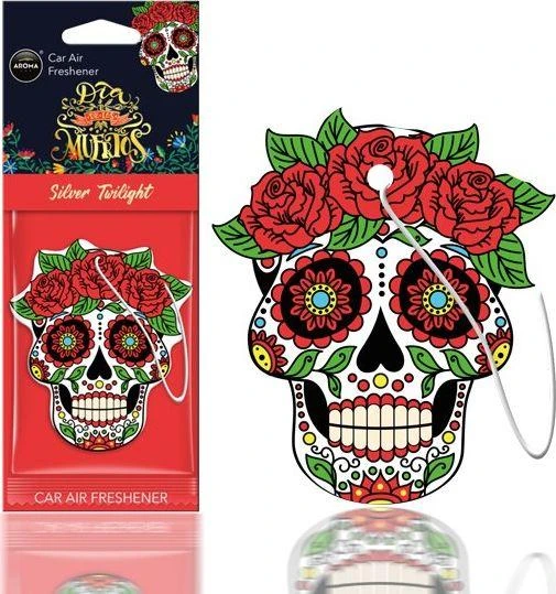 Keeeper AROMA CAR Stilingas oro gaiviklis "Kaukolė" Aroma Dia De Los Muertos Sidabrinis Tatoo