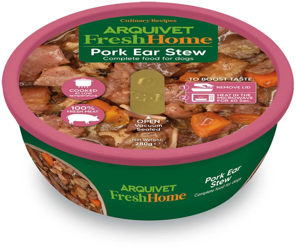 ARQUIVET Fresh Home Pork ear stew – drėgnas ėdalas šunims – 280g