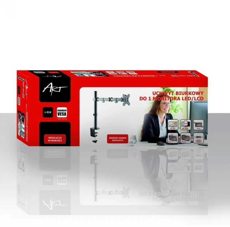 Laikiklis ART RAMM L-01X Desk Holder L-01X Universal for 1 monitorius LCD juodas 13-32 8KG