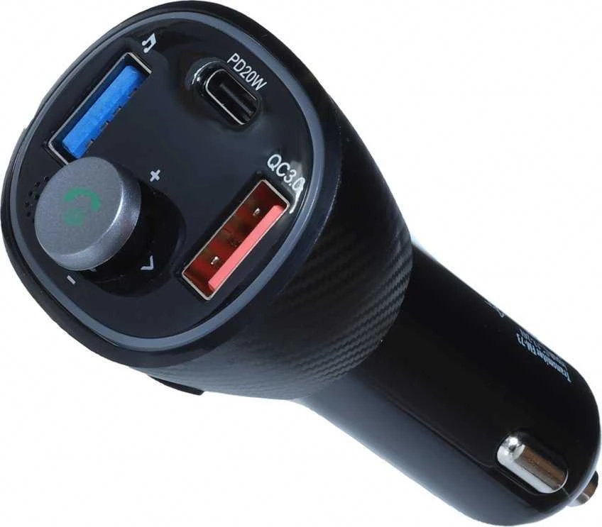 ART transmiter FM bluetooth 5.0 + USB A QC3.0 + Typ C (total 30W) FM-73 juodas