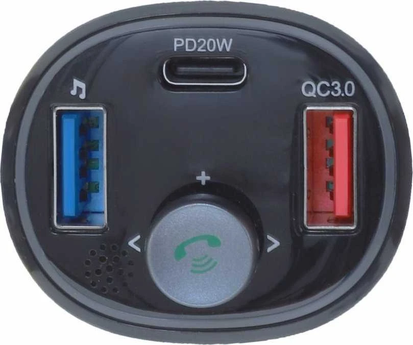 ART transmiter FM bluetooth 5.0 + USB A QC3.0 + Typ C (total 30W) FM-73 juodas
