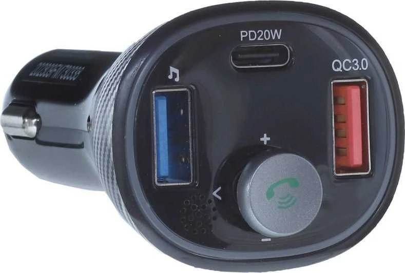 ART transmiter FM bluetooth 5.0 + USB A QC3.0 + Typ C (total 30W) FM-73 juodas