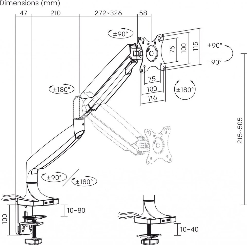 Laikiklis Art Desk Mount 17‘ - 45’ (L-35GD)