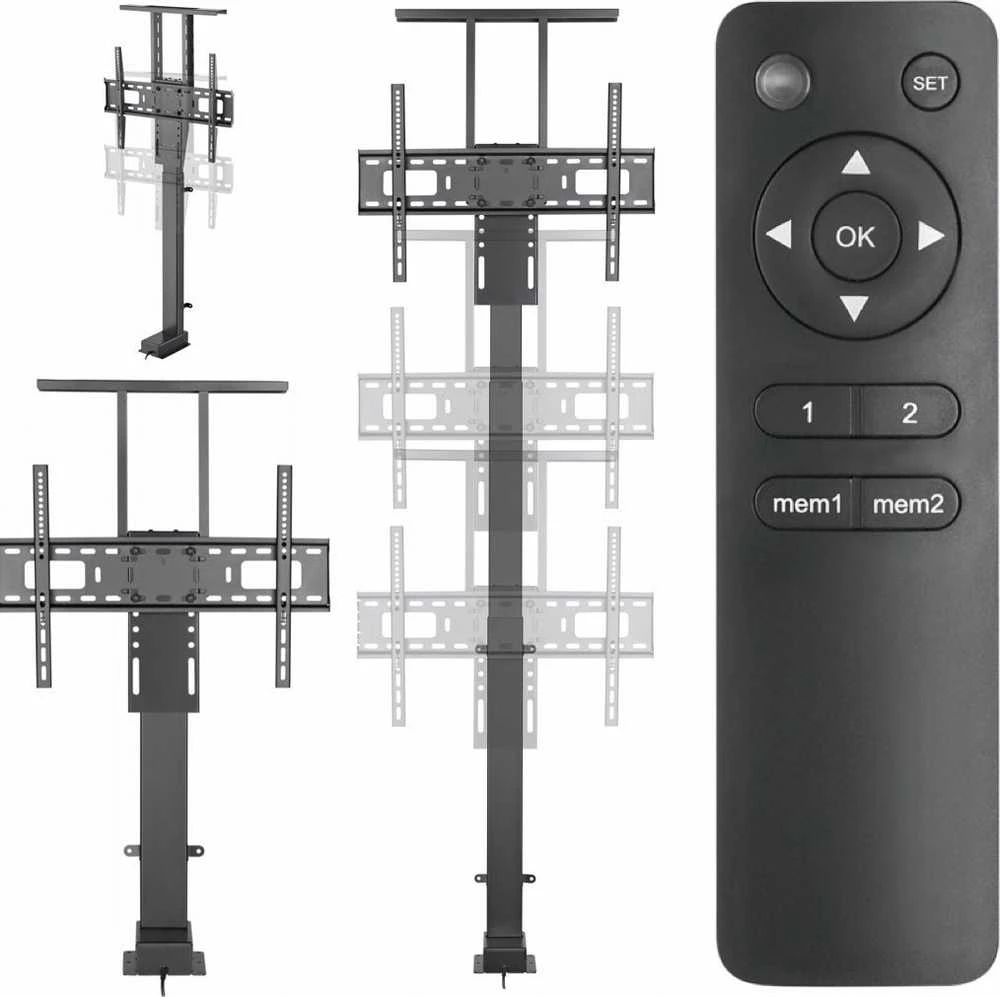 ART TV laikiklis - liftas, valdomas elektra, AR-93M, mobilus, 60kg, 37-80 colių, Vesa Max, 600x400