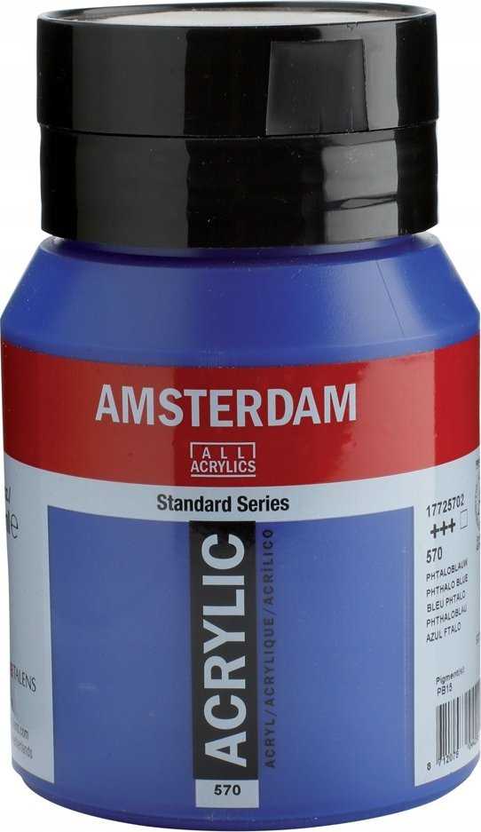Amsterdam Akrilinė dažai - Amsterdanas - PHTHALO MĖLYNA - 500ml - Atsparumas šviesai - Ilgaamžis
