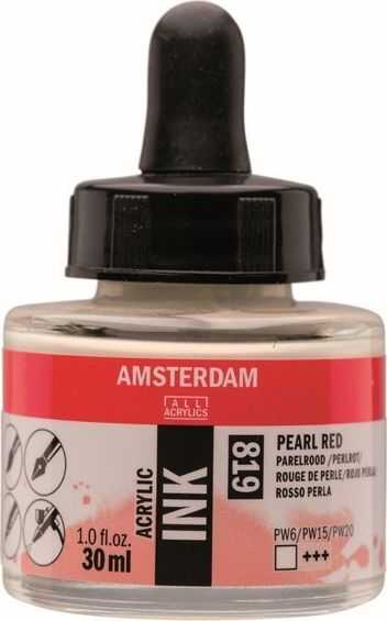 Artequipment AMSTERDAM ACRYLIC INK 30 ml - PEARL Raudonas uniw
