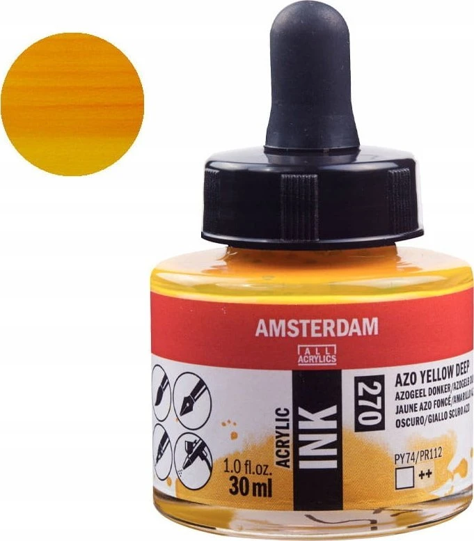 Artequipment Amsterdam Acrylic Ink Bottle Azo Geltona Deep 270