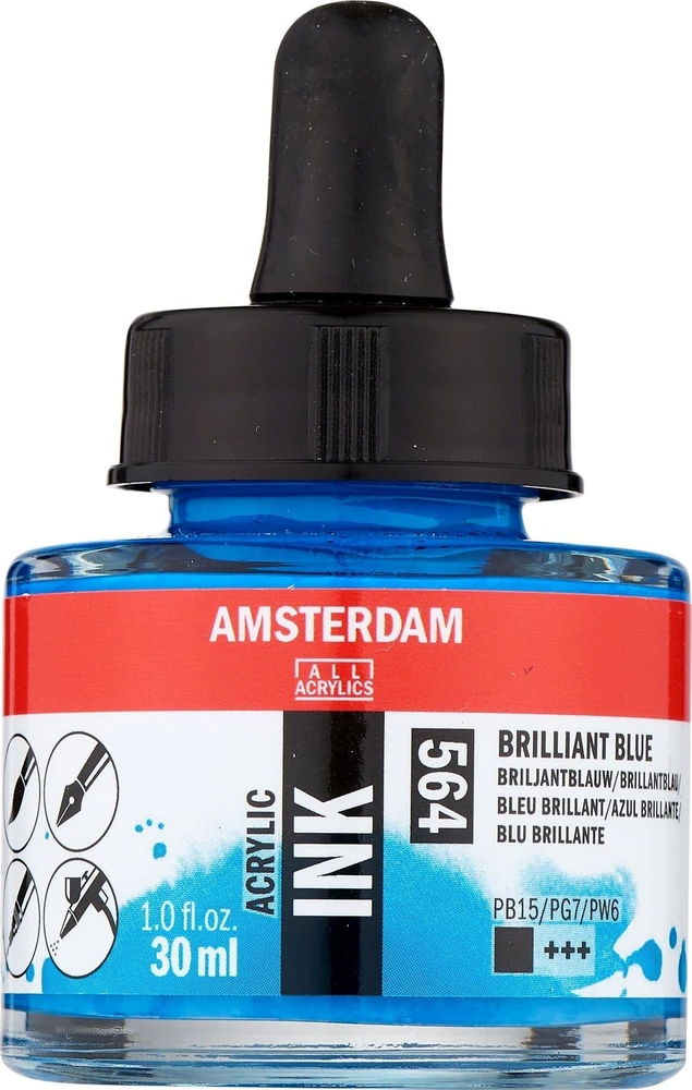 Artequipment Amsterdam Acrylic Ink Bottle Brilliant Mėlyna 564