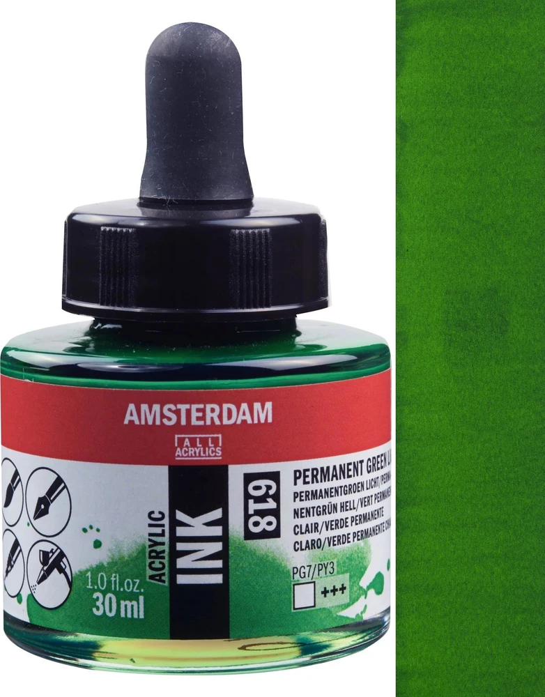 Royal Talens Akrilinė rašalo buteliukas Amsterdam 30ml šviesiai žalias permanentinis