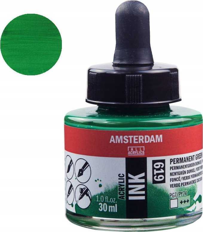 Akrilinė rašalo flakonas Amsterdam 30ml tamsiai žalias permanentinis