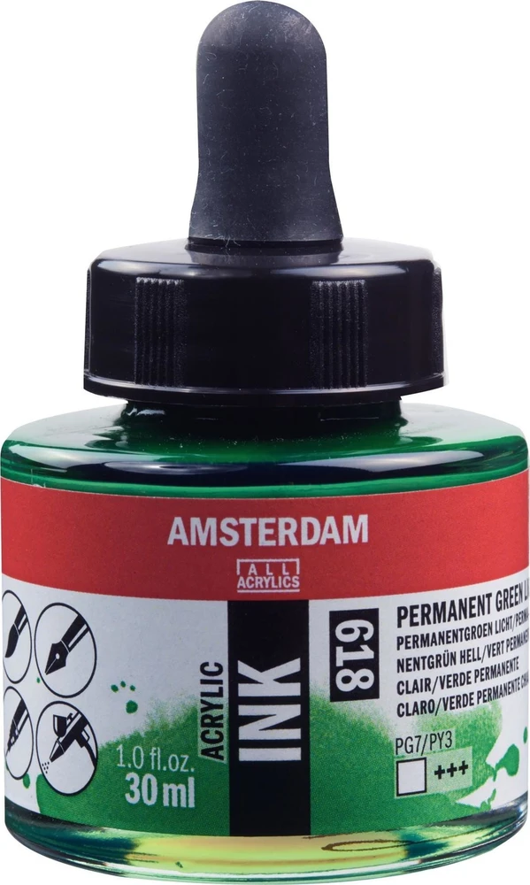 Royal Talens Akrilinė rašalo buteliukas Amsterdam 30ml šviesiai žalias permanentinis