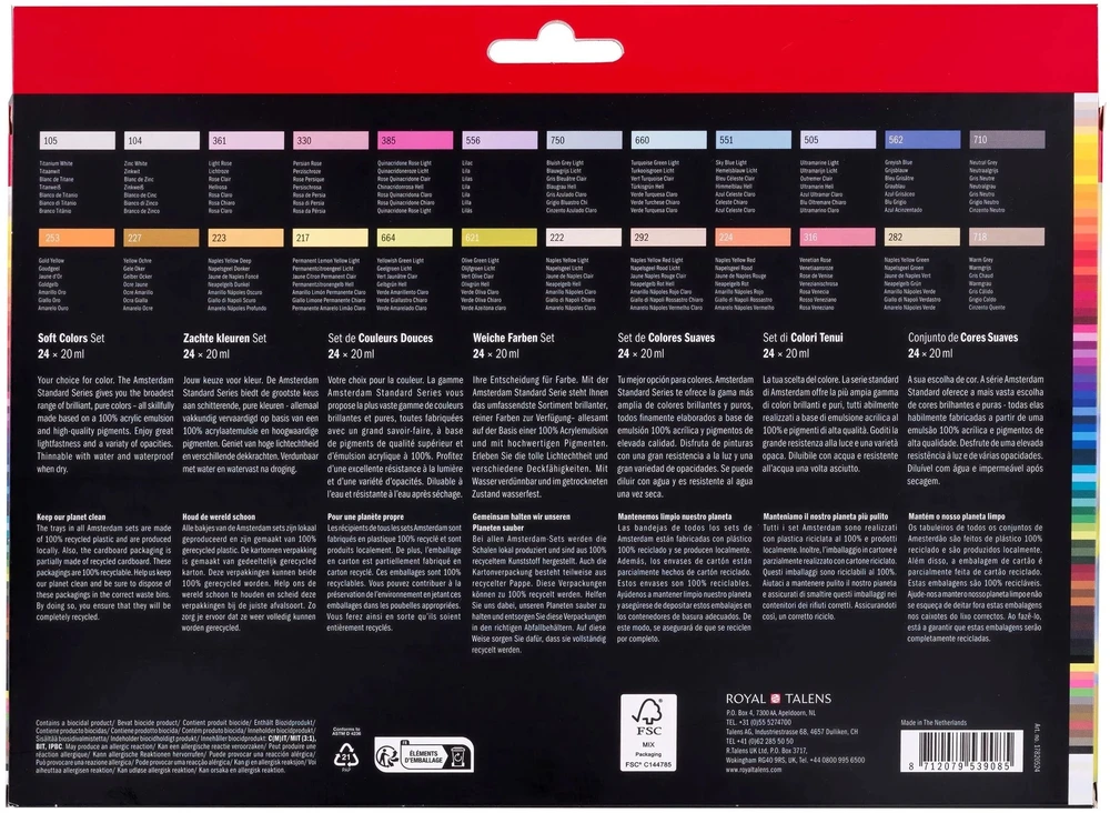 Artequipment Amsterdam Standard Series acrylic paint soft colors set | 24 x