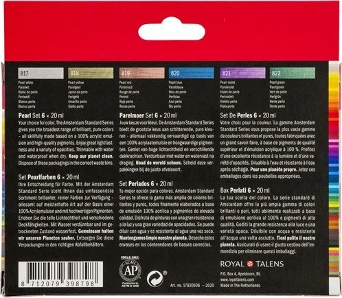 Akrilinės dažai - Talens - AMSTERDAM - Perlinių spalvų - 20ml - Blizgus