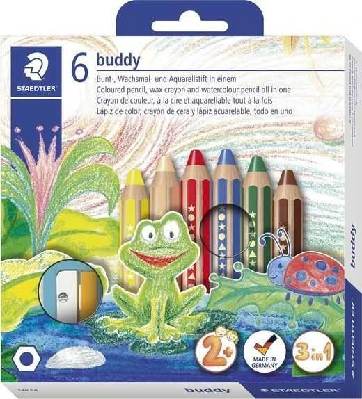 Spalvoti pieštukai STAEDTLER Buddy 3in1, 6 spalvų