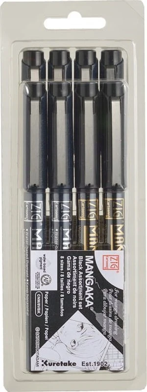 Artequipment ZIG CARTOONIST MANGAKA Juodas 8-set