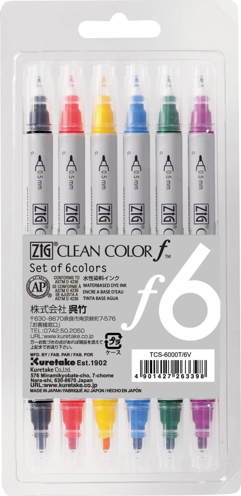 Artequipment ZIG Clean Color f - 6 spalvų rinkinys
