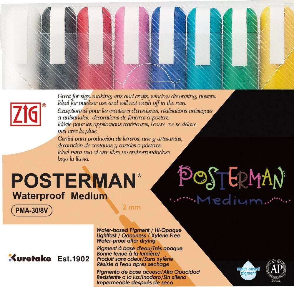 Zig Posterman 8 spalvų žymeklių rinkinys 2 mm