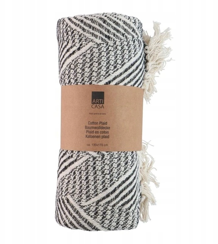 Articasa Arti Casa - Herringbone Cotton Blanket 130x170 cm (Juodas / Baltas)