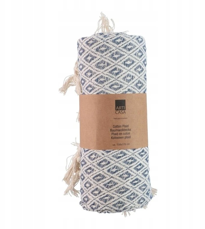 Articasa Arti Casa - Diamond Pattern Cotton Blanket 130x170 cm (Mėlyna / Baltas)