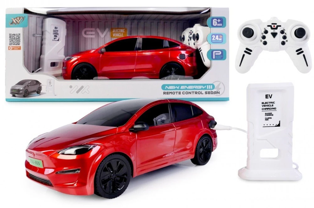 Artyk RC automobilis su įkrovimo stotele, raudonas