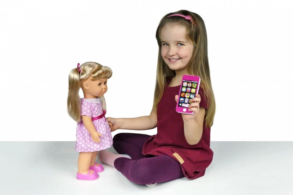 Lalka Lėlė Natalia vaikščiojanti lėlė su išmaniuoju telefonu 41 cm