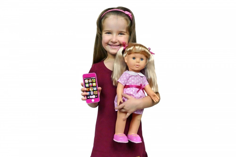 Lalka Lėlė Natalia vaikščiojanti lėlė su išmaniuoju telefonu 41 cm