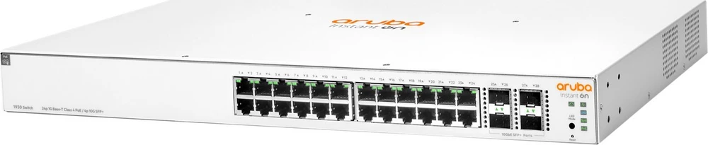 Šakotuvas Aruba Aruba Instant On 1930 24G Class4 PoE 4SFP/SFP+ 370W Valdomas L2+ Gigabit Ethernet (10/100/1000) PoE palaikymas 1U balta