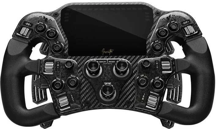 Asetek SimSports Invicta Formula Steering Wheel, 4.3-inch LCD, USB-C – Juodas on Juodas Edition