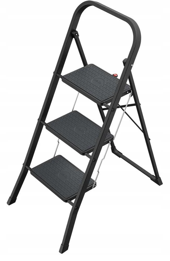 Hailo sulankstomas laiptelių suolas K44 StandardLine / plienas / 3 pakopos, apsauginė rankena / juodas