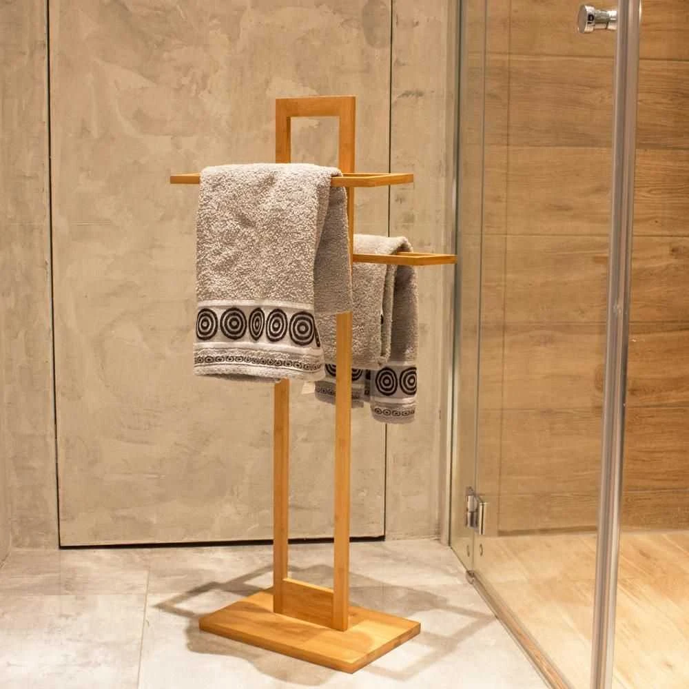 Asj Commerce Elegant Bamboo Rankšluostis Rack for 2 Towels