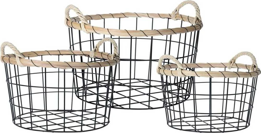 Asj Commerce 3 dekoratyvinių krepšelių rinkinys, pagamintas iš metalo, ovalus