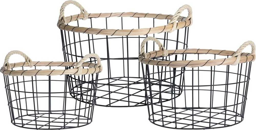 Asj Commerce 3 dekoratyvinių krepšelių rinkinys, pagamintas iš metalo, ovalus