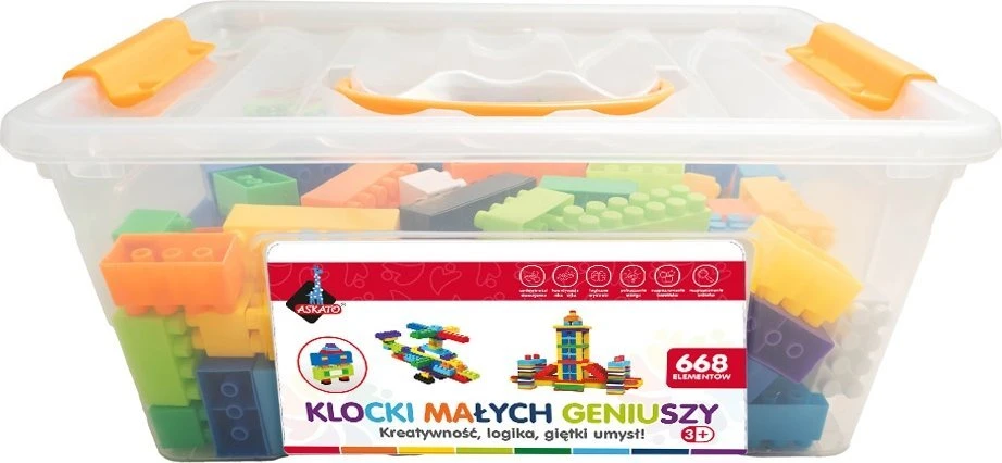 LITTLE GENIUS BLOCKS RINKINYS, KONSTRUKCINĖS PLOKŠTELĖS, 668 ELEMENTAI. ASKATO DOVANA