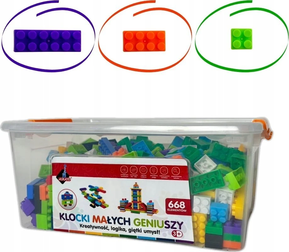 LITTLE GENIUS BLOCKS RINKINYS, KONSTRUKCINĖS PLOKŠTELĖS, 668 ELEMENTAI. ASKATO DOVANA