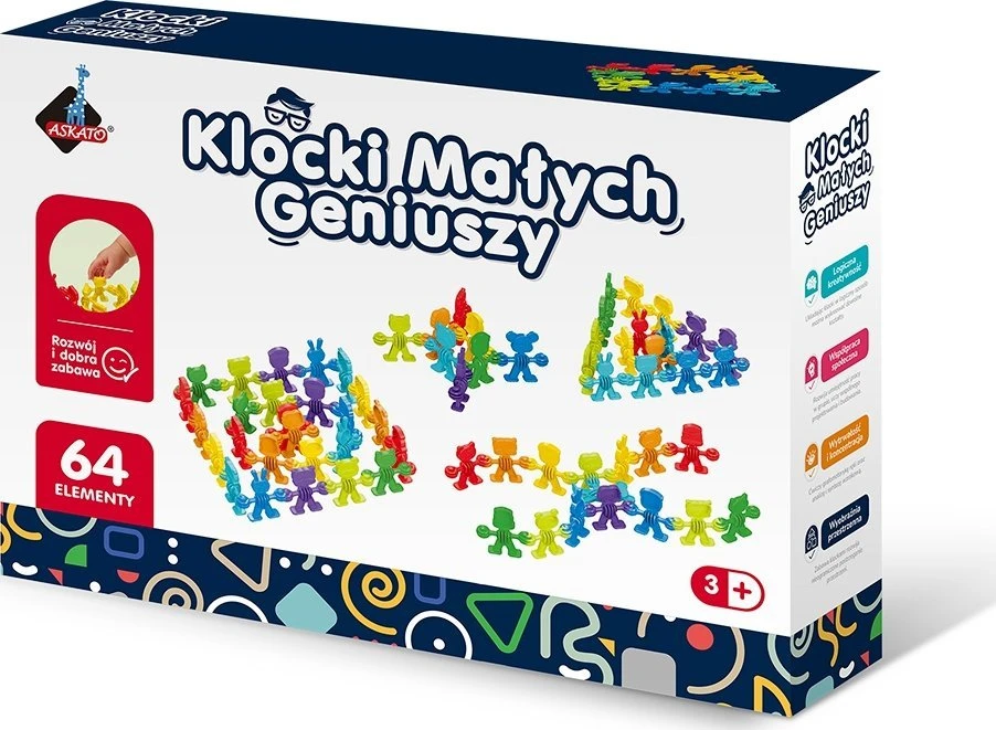 Askato Blocks of Little Geniuses SPALVOS SKAITLIUKAI 64 vnt MOKSLO dėlionė