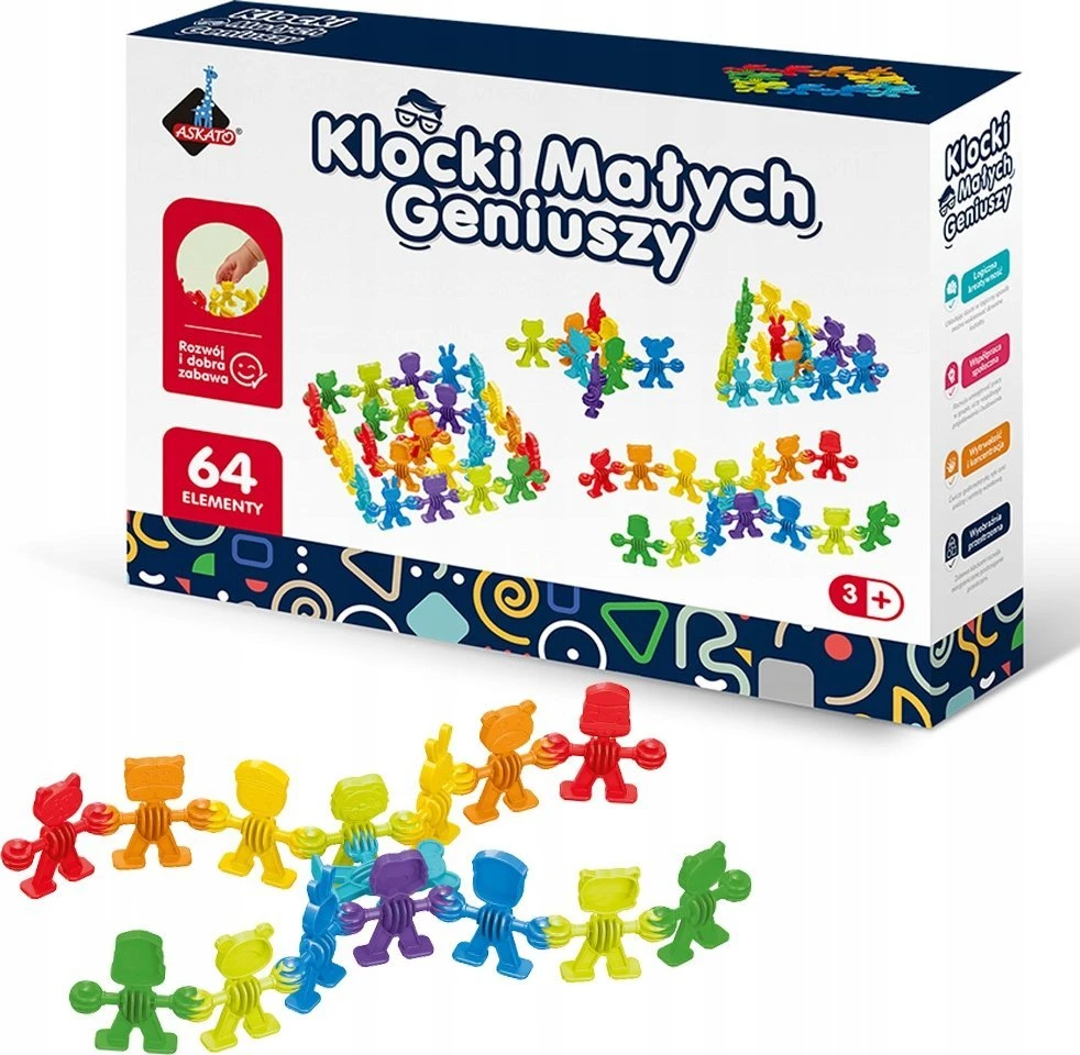 Askato Blocks of Little Geniuses SPALVOS SKAITLIUKAI 64 vnt MOKSLO dėlionė