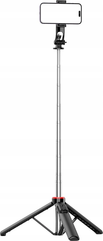 Hurtel Asmenukių lazda WC13YDS telescopic tripod 1.3m with double lamp and phone holder – juodos spalvos