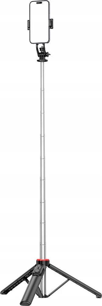 Hurtel Asmenukių lazda WC13YDS telescopic tripod 1.3m with double lamp and phone holder – juodos spalvos